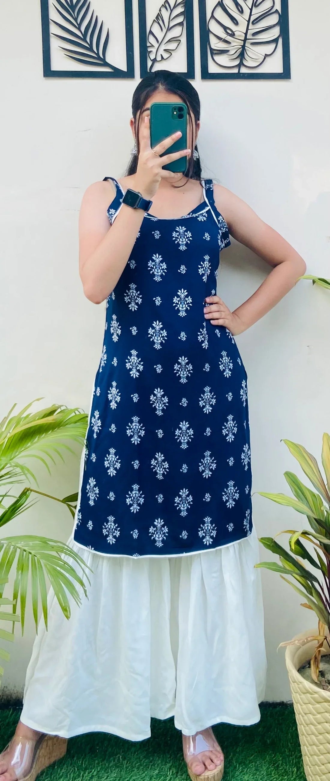 Beautiful Rayon Printed Straight Kurta Sharara Set