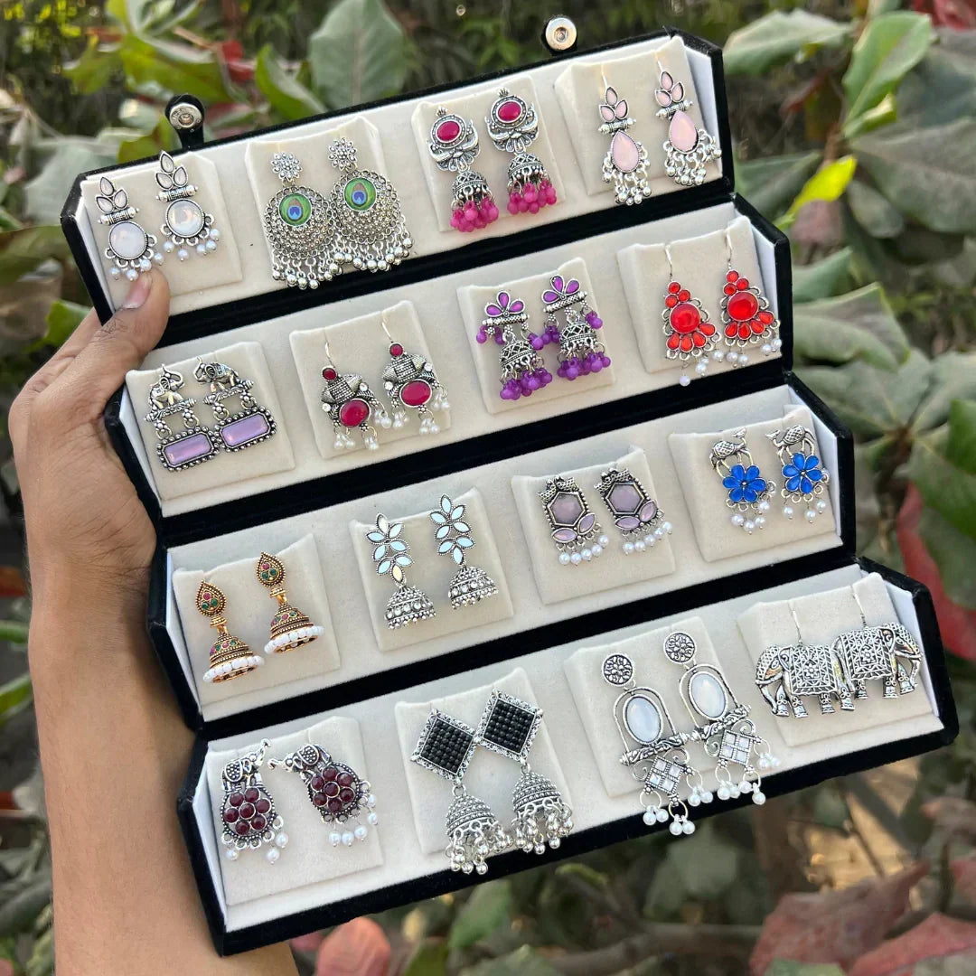16 pair of beautiful Jhumka set – with organiser Box